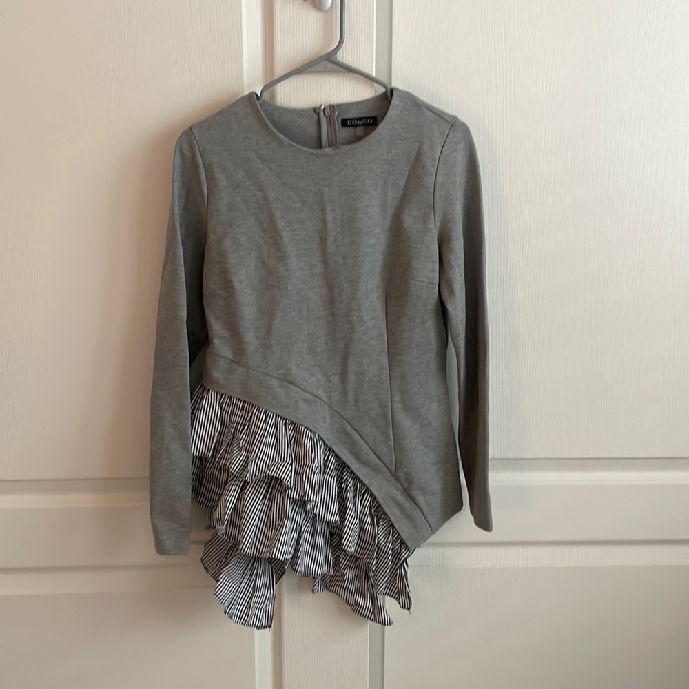CQbyCQ grey slant bottom blouse